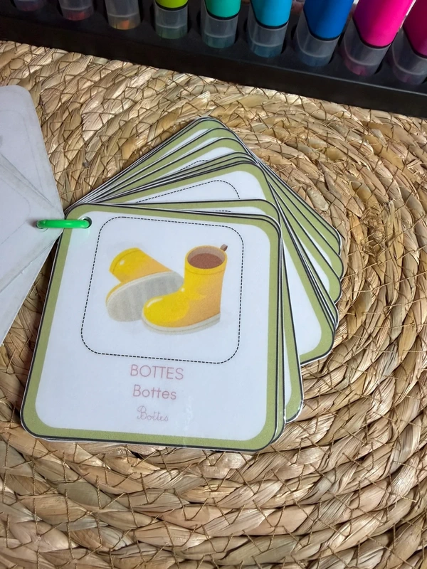 Porte-clés cartes de nomenclature inspiration pédagogie Montessori
