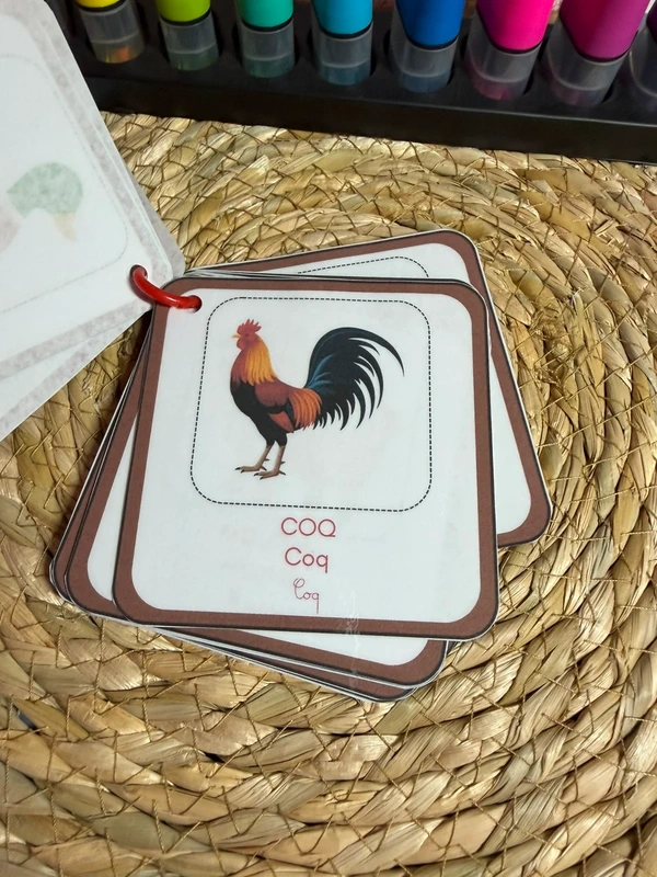 Porte-clés cartes de nomenclature inspiration pédagogie Montessori