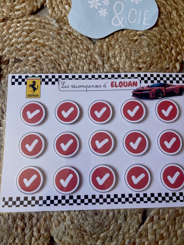 Tableau de récompenses avec tickets
